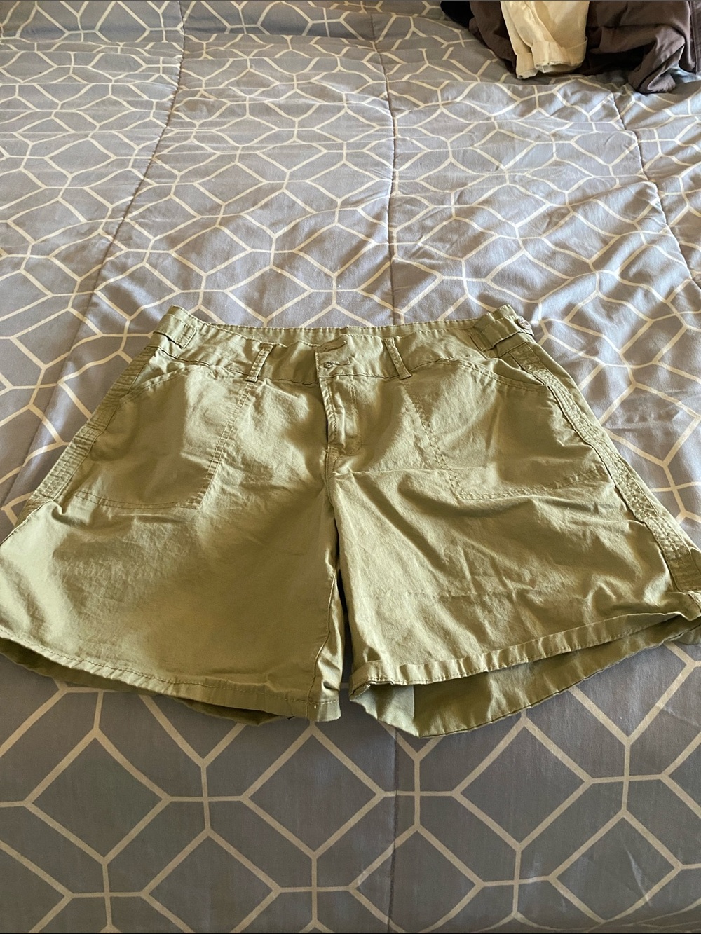 Kensie Light Olive Green Casual Bermuda Shorts